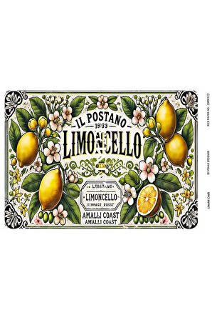 Limon Serisi LMN123 Limon, Limoncello, Pano Desenli, 29*42 cm Pirinç Dekopaj