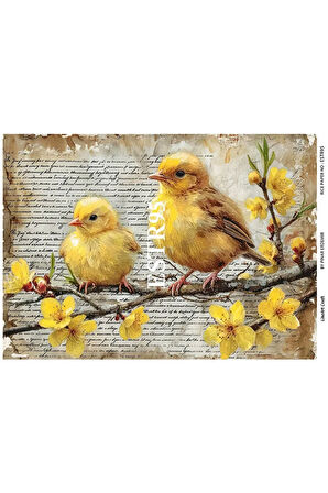 Paskalya Serisi ESTR95 Çiçek Desenli 29*42 cm Pirinç Dekopaj