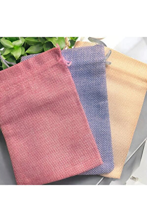 8'li Krem Rengi Jüt Görünümlü Kese, Lavanta Kesesi