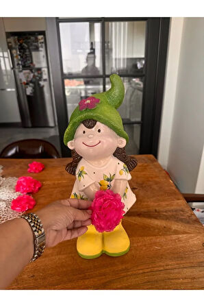 Küçük Kız Cüce Heykeli, Kız Cüce Bahçe Heykeli, Cüce Obje, Bahçe Konsept, Limon Dekorasyon