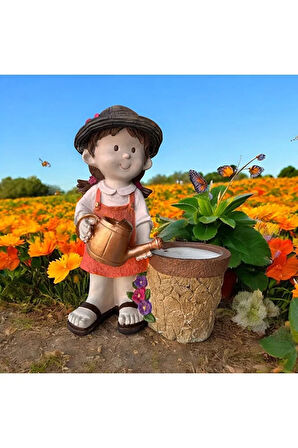 Saksılı Bahçe Cücesi, Kız Bahçe Cücesi Saksılı, Dekoratif Saksı