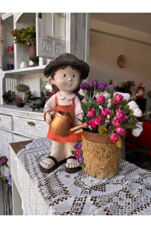 Saksılı Bahçe Cücesi, Kız Bahçe Cücesi Saksılı, Dekoratif Saksı