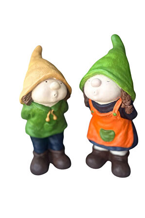 Kız ve Erkek 2’li Bahçe Cücesi, Bahçe Dekorasyon,