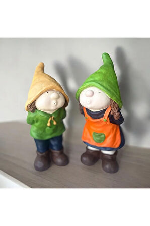 Kız ve Erkek 2’li Bahçe Cücesi, Bahçe Dekorasyon,