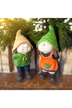 Kız ve Erkek 2’li Bahçe Cücesi, Bahçe Dekorasyon,