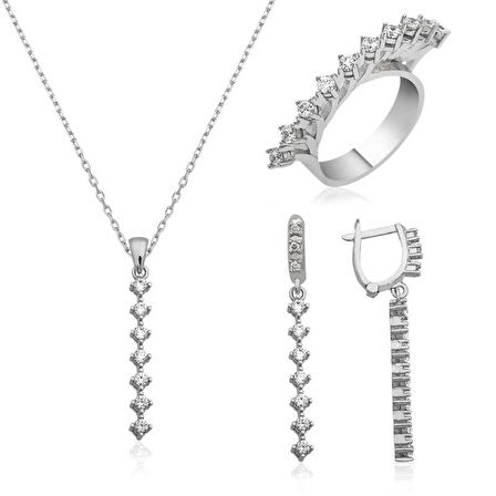 Gümüş Sıra Taşlı Kadın Set