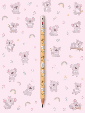 Koala Desenli Kurşun Kalem 2B Fatih 6 Adet Yuvarlak Gövde Kaliteli