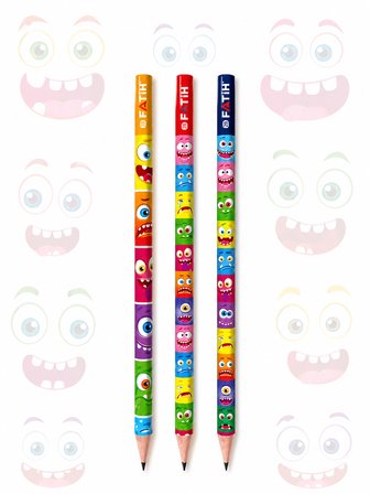 Emoji Desenli Kurşun Kalem 2B Fatih 3 Adet