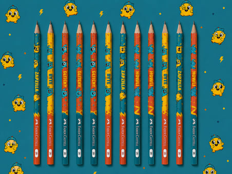 Pixel Beasts Desenli kurşun kalem 2B Kaliteli Yuvarlak Gövde 12 Adet