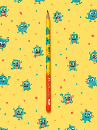 Pixel Beasts Desenli kurşun kalem 2B Kaliteli Yuvarlak Gövde 12 Adet