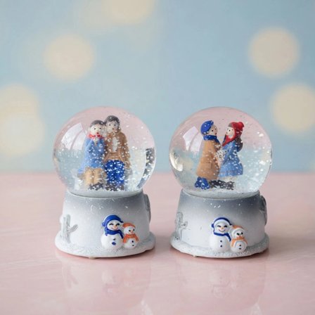 Mini Boy Işıklı Kar Küresi - Kış Masalı Tasarımlı - Romantik Hediyelik