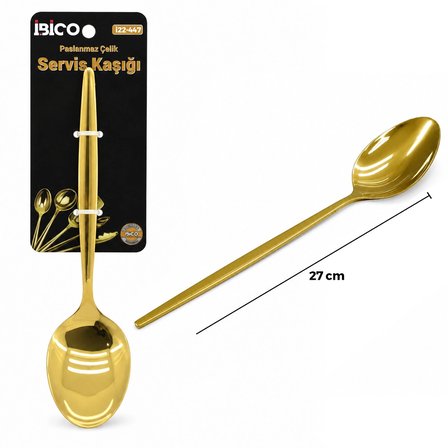 Metal Servis Kaşığı - Gold Renk - 27 cm