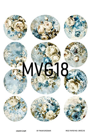 Mavi Gül Serisi MVG18 Pirinç Dekopaj 30*42 cm