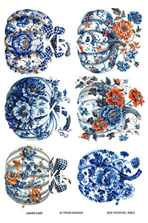 Kabak Serisi Halloween, Kabak, Pumpkin KBK3 Pirinç Dekopaj 30*42 cm