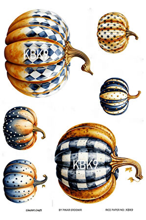 Kabak Serisi Halloween, Kabak, Pumpkin KBK9 Pirinç Dekopaj 30*42 cm