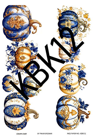 Kabak Serisi Halloween, Kabak, Pumpkin KBK12 Pirinç Dekopaj 30*42 cm