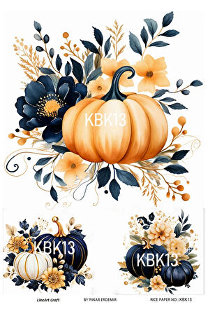 Kabak Serisi Halloween, Kabak, Pumpkin KBK13 Pirinç Dekopaj 30*42 cm