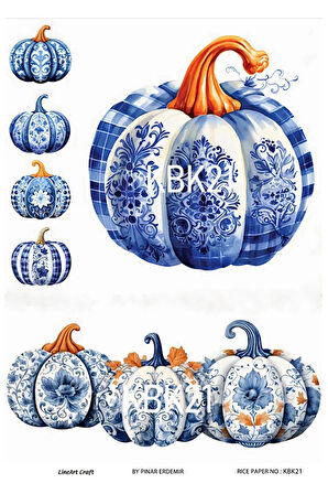 Kabak Serisi Halloween, Kabak, Pumpkin KBK21 Pirinç Dekopaj 30*42 cm