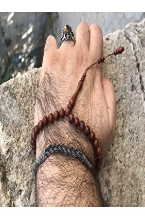 Erkek Kahverengi Bilekboy Model Sistem Püsküllü Orjinal Kuka Tesbih