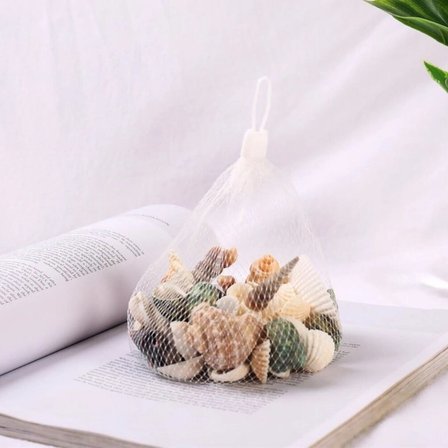 Dekoratif Vazo Taşı - Midye Ve Deniz Kabuğu - Fileli Renkli Mix