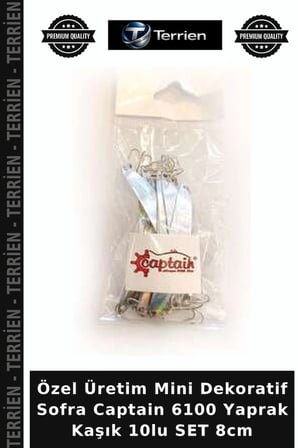 Özel Üretim Mini Dekoratif Sofra Captain 6100 Yaprak Kaşık 10lu SET 8cm