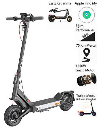 St3 Pro Elektrikli Scooter 1350w Güç 75 Km Menzil - Turbo Mod - %28 Eğim Perf. Dörtlü Süspansiyon
