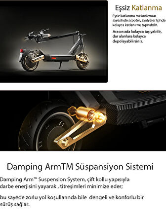 St3 Pro Elektrikli Scooter 1350w Güç 75 Km Menzil - Turbo Mod - %28 Eğim Perf. Dörtlü Süspansiyon