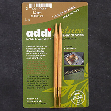 Addi Nature Olive Wood Click 6mm 13cm Misinalı Şiş