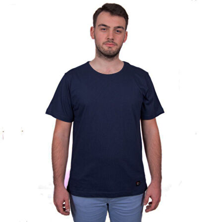 M-221 Erkek T-Shirt Süprem Bisiklet Yaka Kısa Kol 5XL LACİVERT