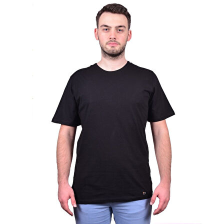 M-221 Erkek T-Shirt Süprem Bisiklet Yaka Kısa Kol 5XL SİYAH