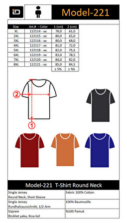 M-221 Erkek T-Shirt Süprem Bisiklet Yaka Kısa Kol 8XL SİYAH