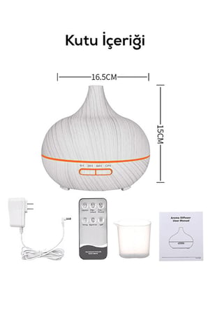Aroma Difüzör Gece Işığı 7 Led Nemlendirici Kumandalı 550 ml Buhar Makinesi