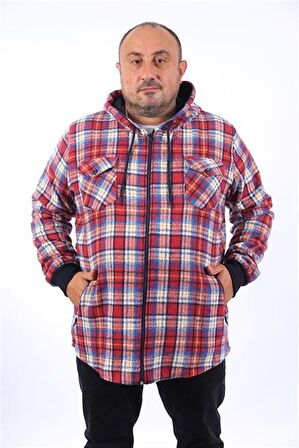 Starbattal Erkek Büyük Beden Kapüşonlu Sweat Oduncu Çiftcep 22203-1742