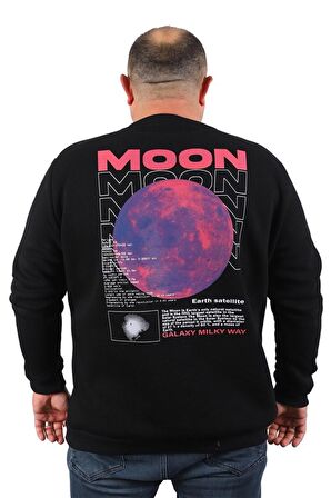 Starbattal Büyük Beden Erkek Sweat Moon 22731 SIYAH