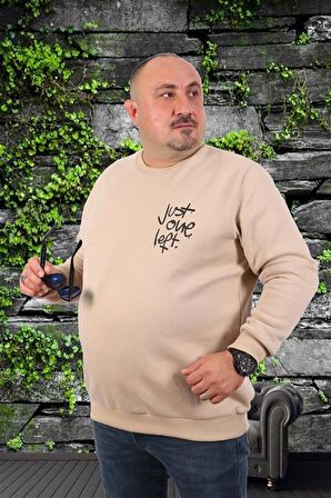 Starbattal Büyük Beden Erkek Sweat Just 22733 BEJ