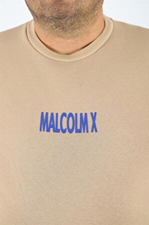 Starbattal Büyük Beden Erkek Sweat MalcolmX 22735 BEJ