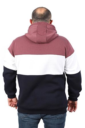 Starbattal Büyük Beden Parçalı Kapüşonlu Sweat 22736 LILA
