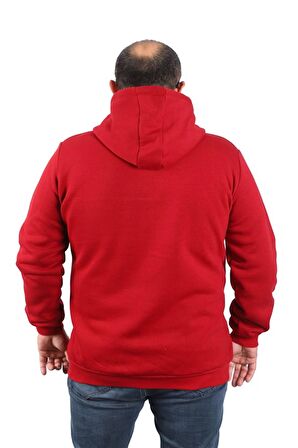 Starbattal Büyük Beden Unisex Kapüşonlu 3ip Sweat 11701 BORDO