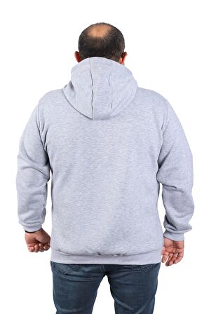 Starbattal Büyük Beden Unisex Kapüşonlu 3ip Sweat 11701 GRI MELANJ