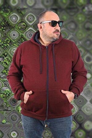 Starbattal Büyük Beden Unisex Kapüşonlu 3ip Sweat 11701 MURDUM