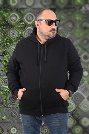 Starbattal Büyük Beden Unisex Kapüşonlu 3ip Sweat 11701 SIYAH