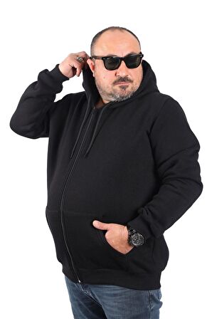 Starbattal Büyük Beden Unisex Kapüşonlu 3ip Sweat 11701 SIYAH