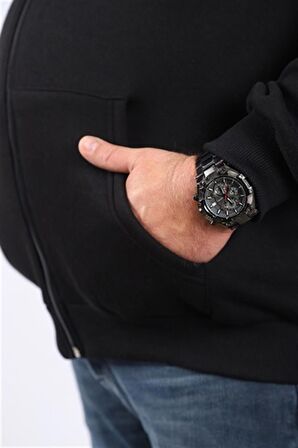 Starbattal Büyük Beden Unisex Kapüşonlu 3ip Sweat 11701 SIYAH