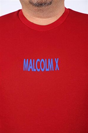 Starbattal Büyük Beden Erkek Sweat MalcolmX 22735 BORDO