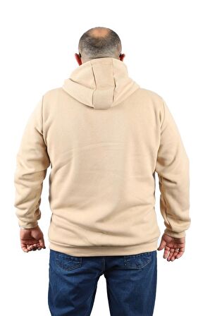 Starbattal Büyük Beden Erkek Fermuarlı 3ip Sweat Everything 22737 BEJ