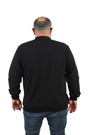 Starbattal Büyük Beden Basic Mevsimlik Fermuarlı Sweatshirt 22750 SIYAH