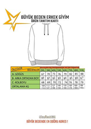 Starbattal Büyük Beden Basic Mevsimlik Fermuarlı Kapüşonlu Sweat 22751 HAKI