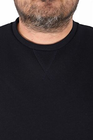 Starbattal Büyük Beden Sweatshirt V design 22742 LACIVERT