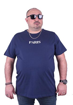 Starbattal Büyük Beden Sıfır Yaka Tişört Paris 23105 Marin