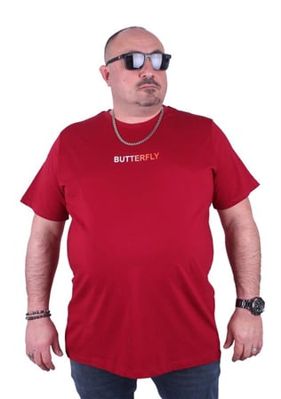 Starbattal Büyük Beden Sıfır Yaka Tişört Butterfly 23107 BORDO